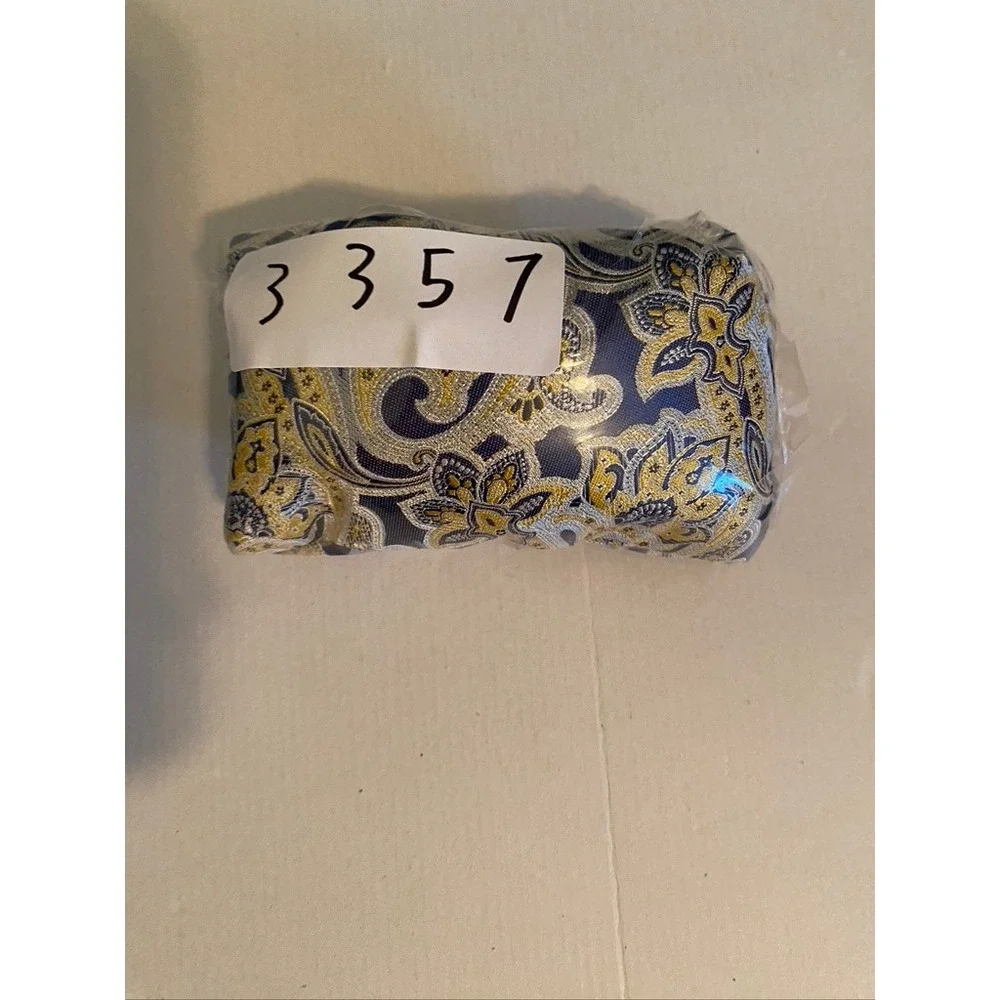 Dockers Mens Navy Blue Gold Paisley Floral Polyester Necktie Tie